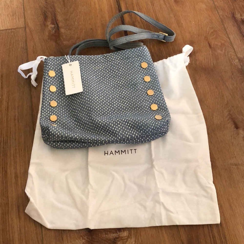NEW Hammitt Duke Triple Compartment Crossbody Bag Bay Blue Snake Leather
